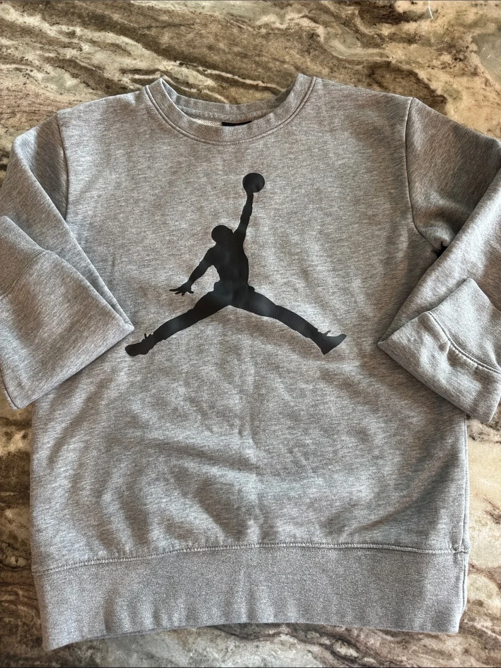 Jordan Youth Gray Crewneck Sweatshirt & Black Joggers Set